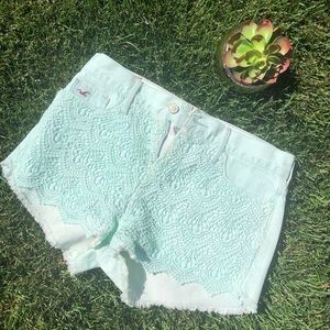 Mint lace high wasted Hollister shorts